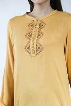 ديامانتين بلوزة مغربية مطرزة من الصدر كم طويل نسائي