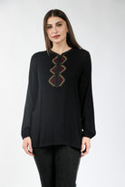 ديامانتين بلوزة مغربية مطرزة من الصدر كم طويل نسائي