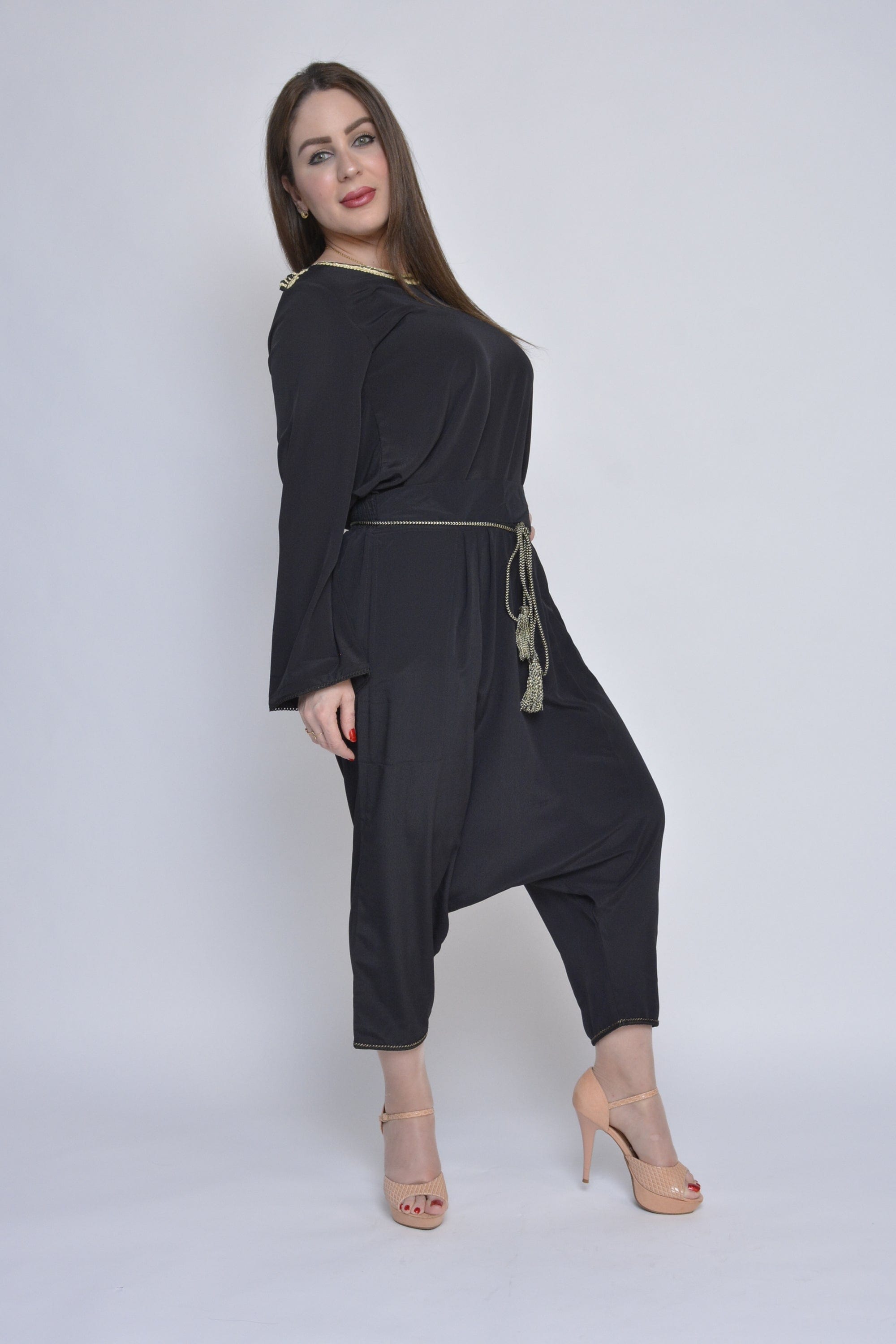 ديامانتين تونك سادة برباط على الخصر كم طويل نسائي