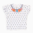 جينجرسنابس بلوزة منقوشة ياقة مطرزة كم قصير بناتي متعدد الألوان