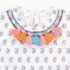 جينجرسنابس بلوزة منقوشة ياقة مطرزة كم قصير بناتي متعدد الألوان