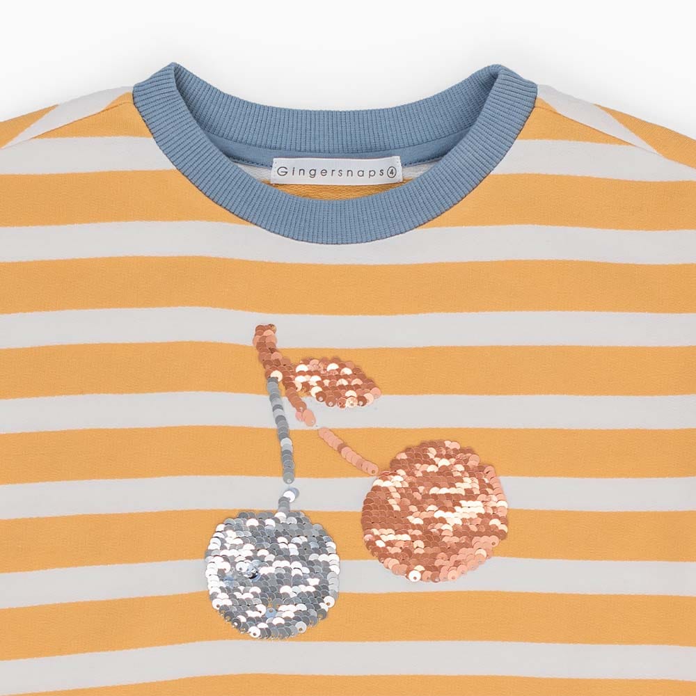 جينجرسنابس بلوزة بناتي نص كم مخطط بالعرض كريم ذهبي