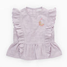 جينجرسنابس بلوزة بناتي سادة مكشكش من الجانبين كت رمادي ليلكي