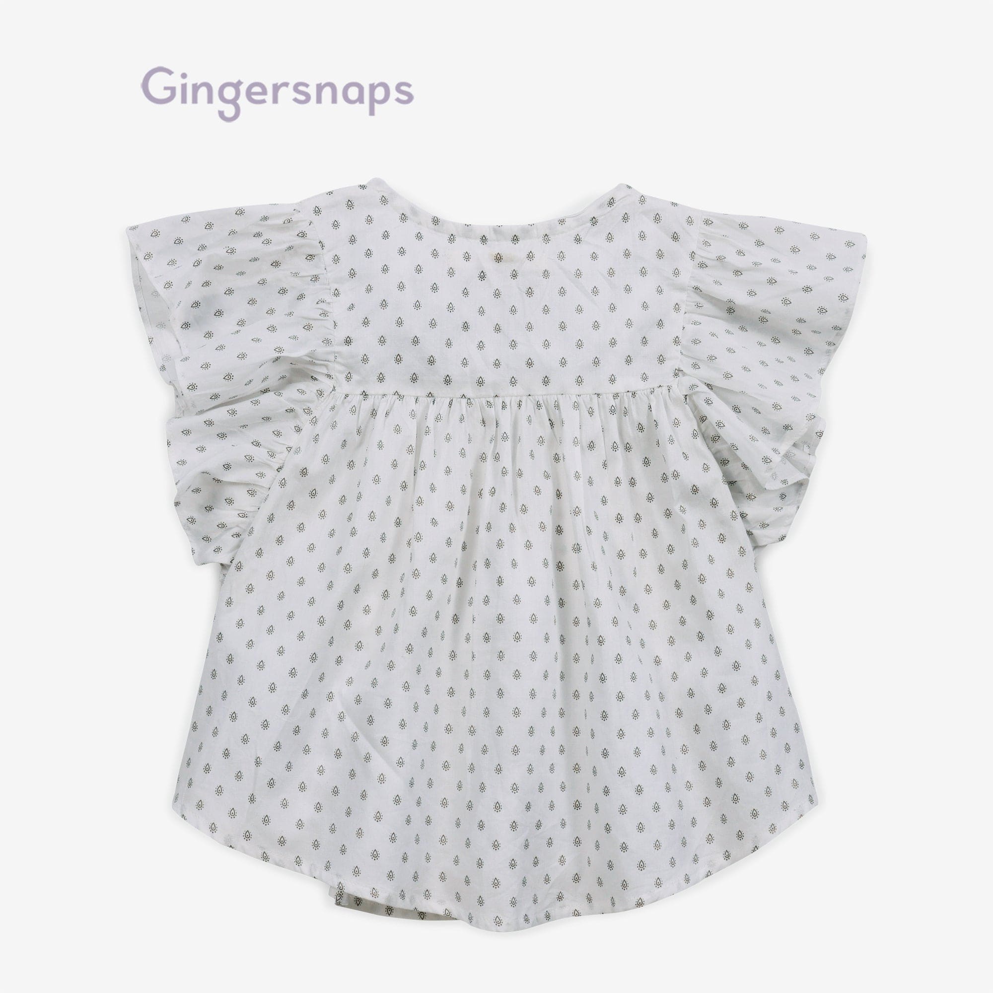 جينجرسنابس بلوزة مخرمة كم قصير منفوخ بناتي أوف وايت