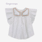 جينجرسنابس بلوزة مخرمة كم قصير منفوخ بناتي أوف وايت