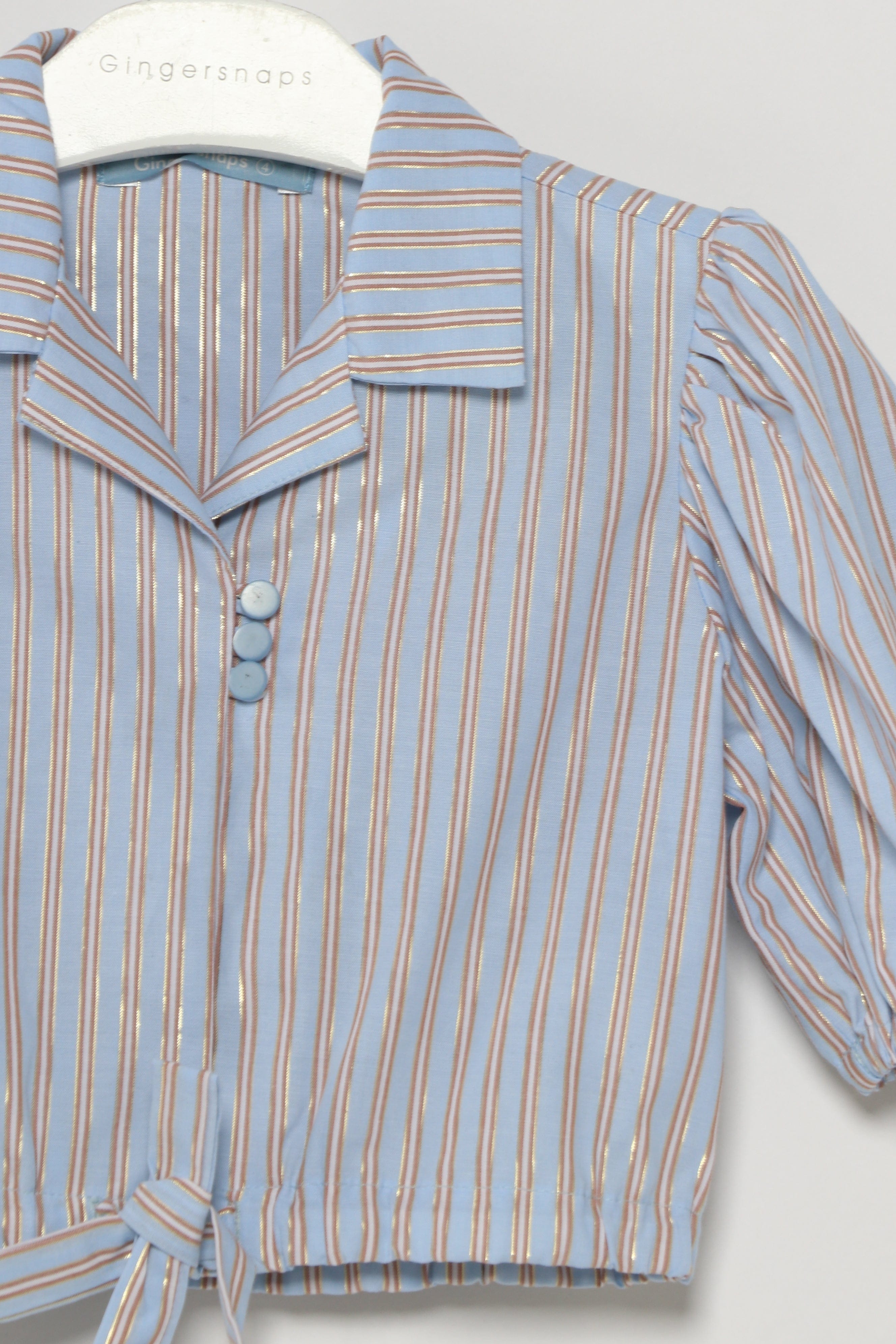 جينجرسنابس بلوزة بناتي مخطط بالطول واسع أزرق غامق