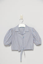 جينجرسنابس بلوزة بناتي مخطط بالطول واسع أزرق غامق