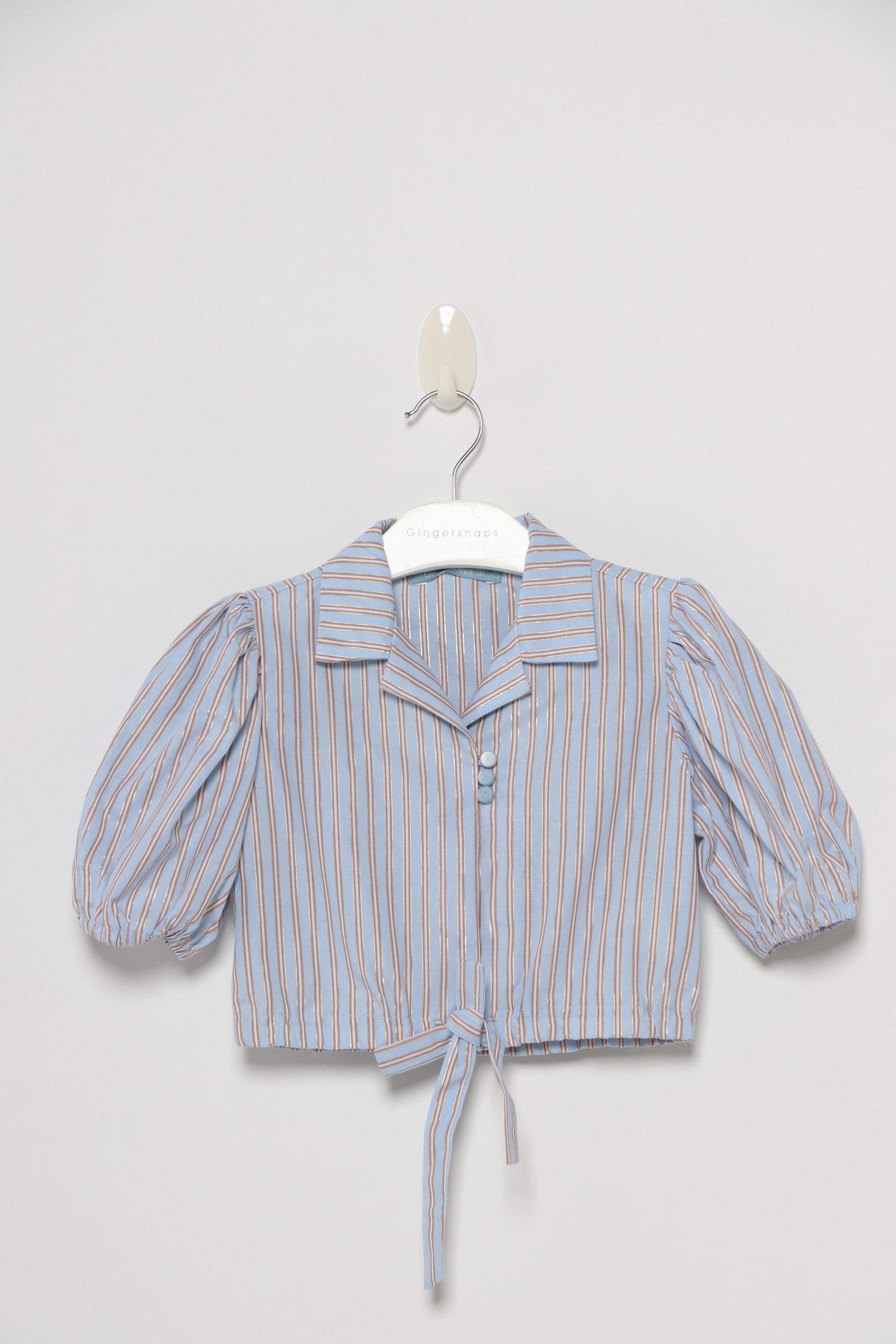 جينجرسنابس بلوزة بناتي مخطط بالطول واسع أزرق غامق