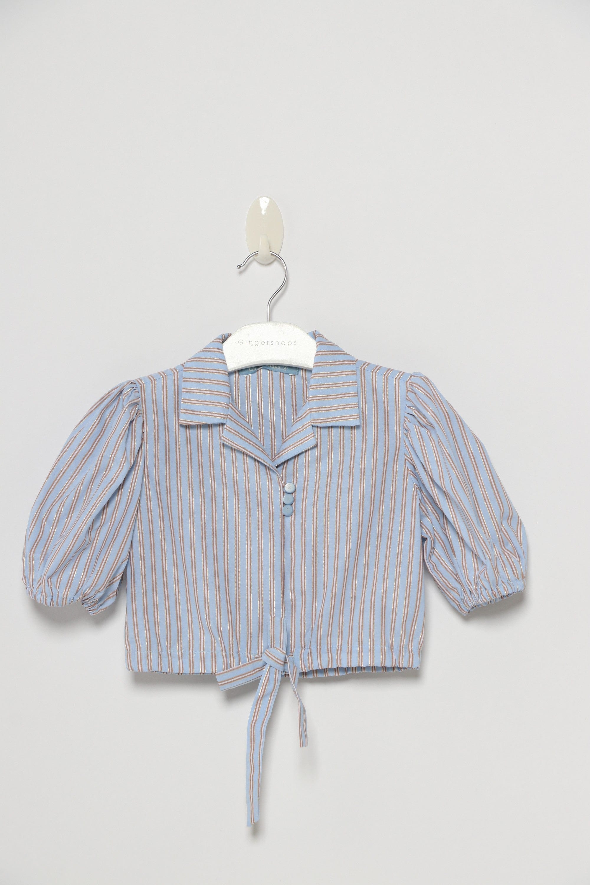 جينجرسنابس بلوزة بناتي مخطط بالطول واسع أزرق غامق