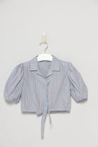 جينجرسنابس بلوزة بناتي مخطط بالطول واسع أزرق غامق