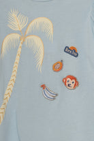 جينجرسنابس بلوزة بأزرار أمامية كم قصير بف بناتي أزرق سماوي