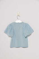 جينجرسنابس بلوزة بأزرار أمامية كم قصير بف بناتي أزرق سماوي