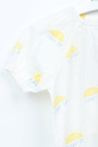 جينجرسنابس بلوزة بناتي منقوشة نص كم بف أبيض