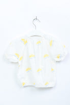 جينجرسنابس بلوزة بناتي منقوشة نص كم بف أبيض