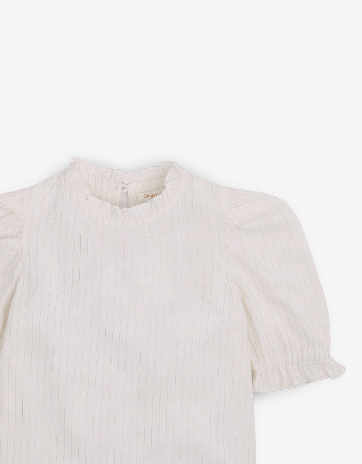 جينجرسنابس بلوزة بناتي مضلع سادة نص كم بف كريمي