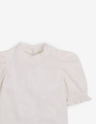 جينجرسنابس بلوزة بناتي مضلع سادة نص كم بف كريمي