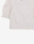 جينجرسنابس بلوزة بناتي مضلع سادة نص كم بف كريمي