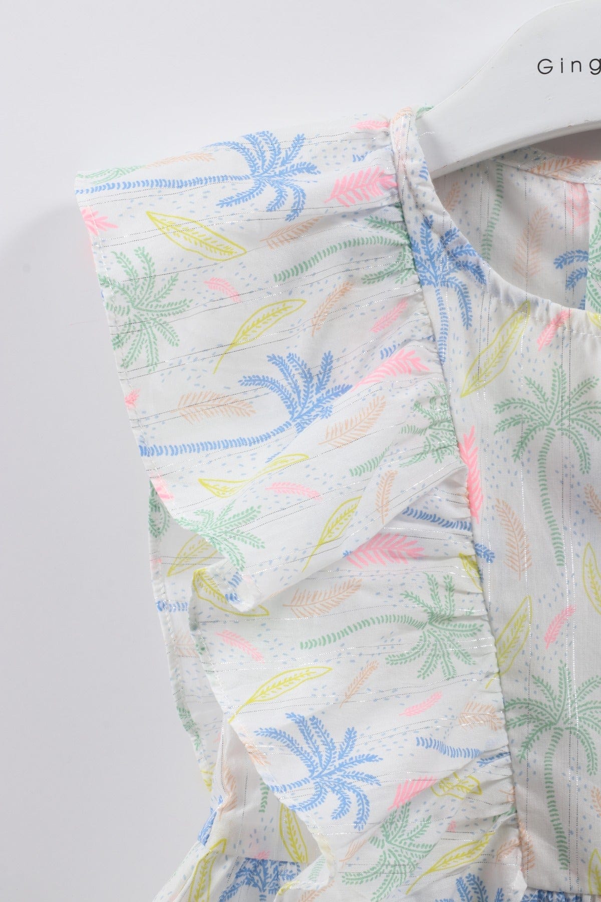 جينجرسنابس بلوزة بناتي مشجر مكشكش من الجانبين مكشكش متعدد الألوان