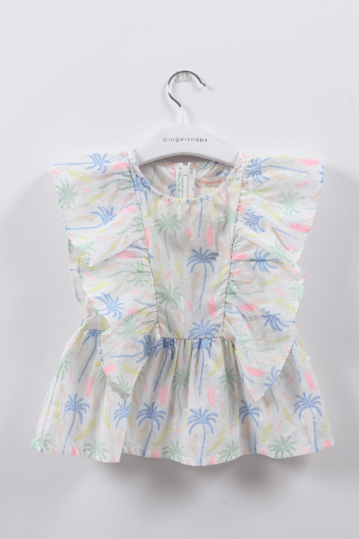 جينجرسنابس بلوزة بناتي مشجر مكشكش من الجانبين مكشكش متعدد الألوان