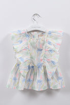 جينجرسنابس بلوزة بناتي مشجر مكشكش من الجانبين مكشكش متعدد الألوان