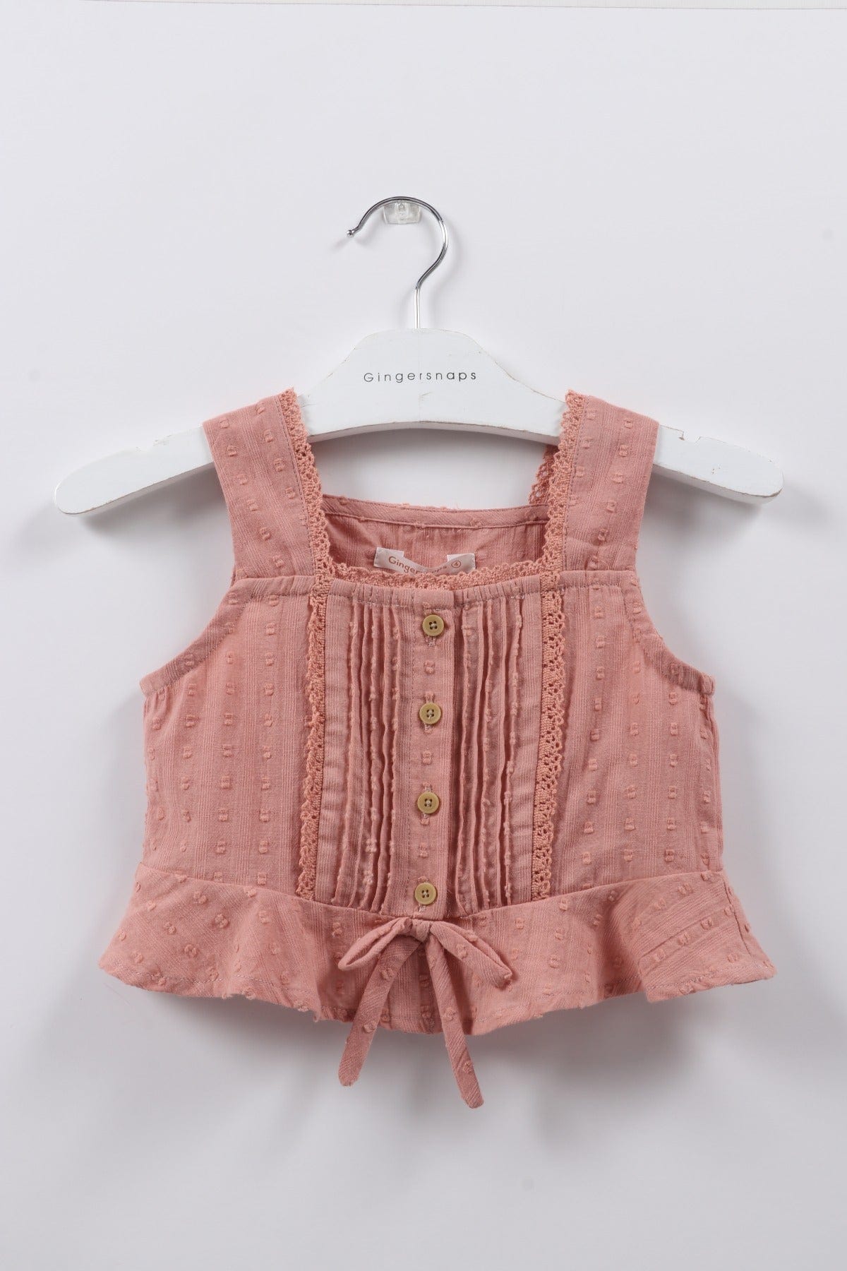 جينجرسنابس بلوزة بناتي حمالات مطرز بالخيوط زهري