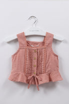 جينجرسنابس بلوزة بناتي حمالات مطرز بالخيوط زهري