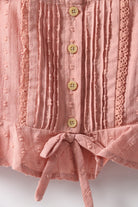 جينجرسنابس بلوزة بناتي حمالات مطرز بالخيوط زهري