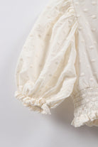 جينجرسنابس بلوزة بناتي سادة نص كم بف مطرز بالخيوط كريمي