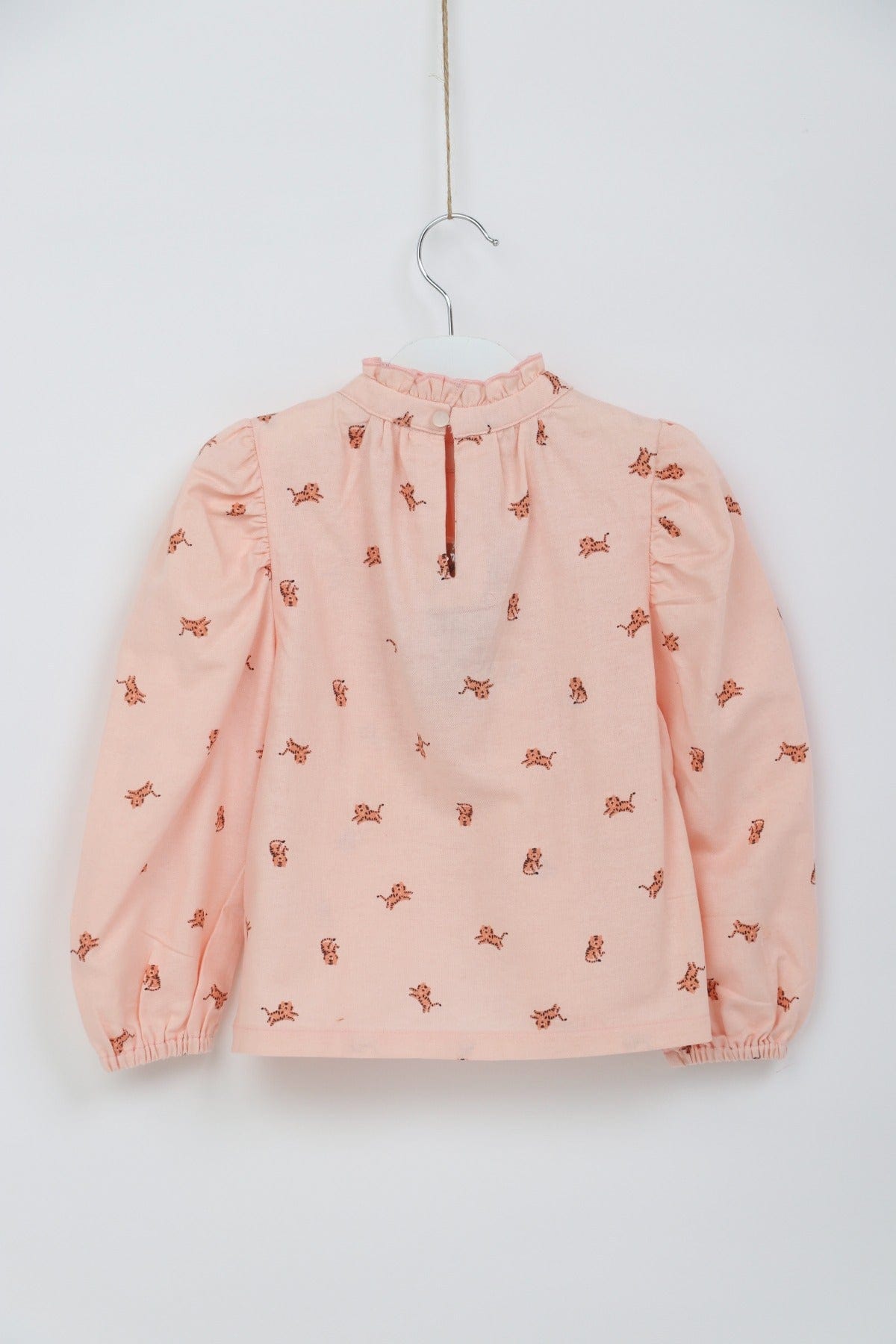 جينجرسنابس بلوزة منقوشة كم طويل بف بناتي وردي فاتح