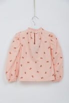 جينجرسنابس بلوزة منقوشة كم طويل بف بناتي وردي فاتح