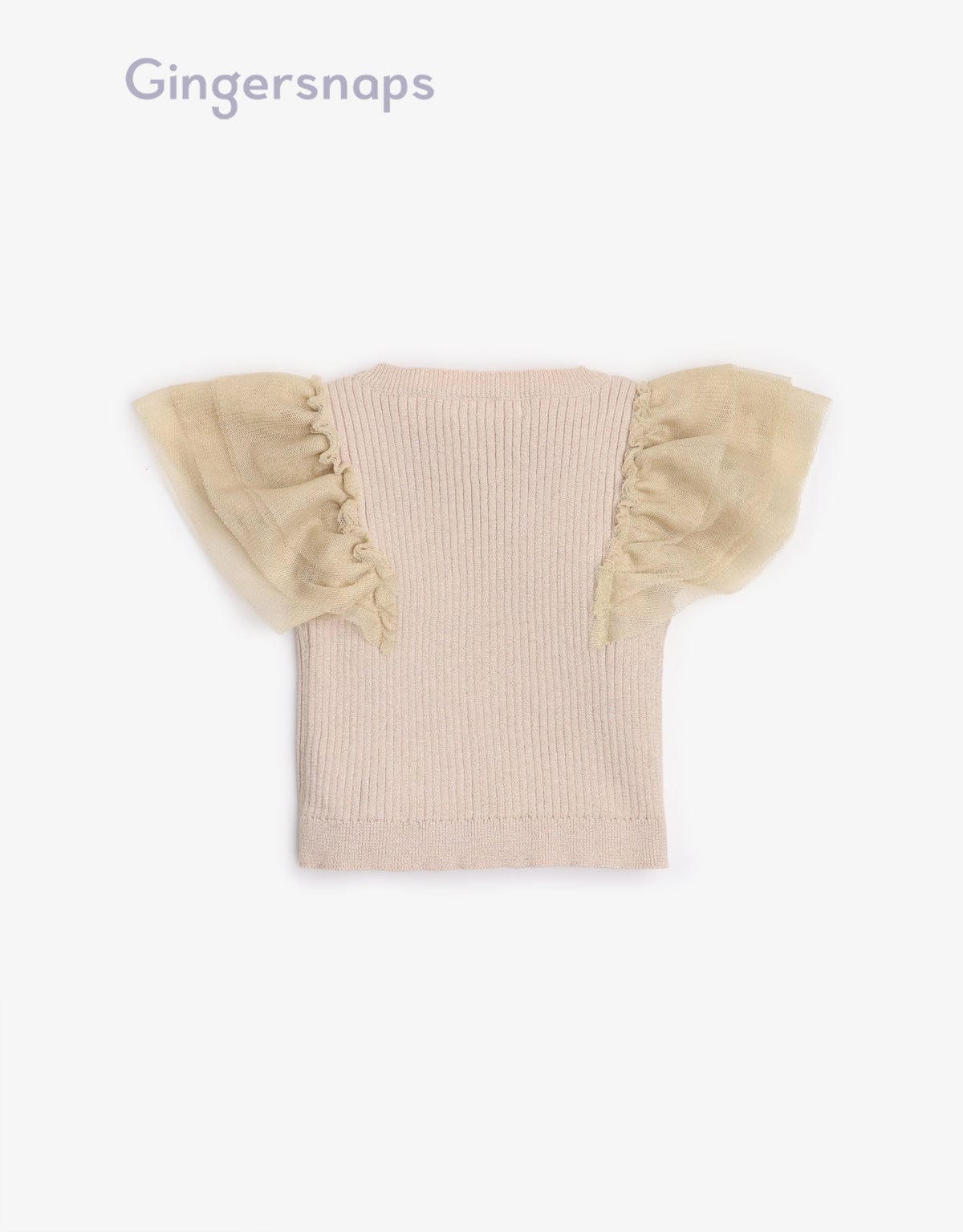 جينجرسنابس بلوزة بناتي مضلع بالطول نص كم تل سادة البيج