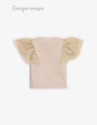 جينجرسنابس بلوزة بناتي مضلع بالطول نص كم تل سادة البيج