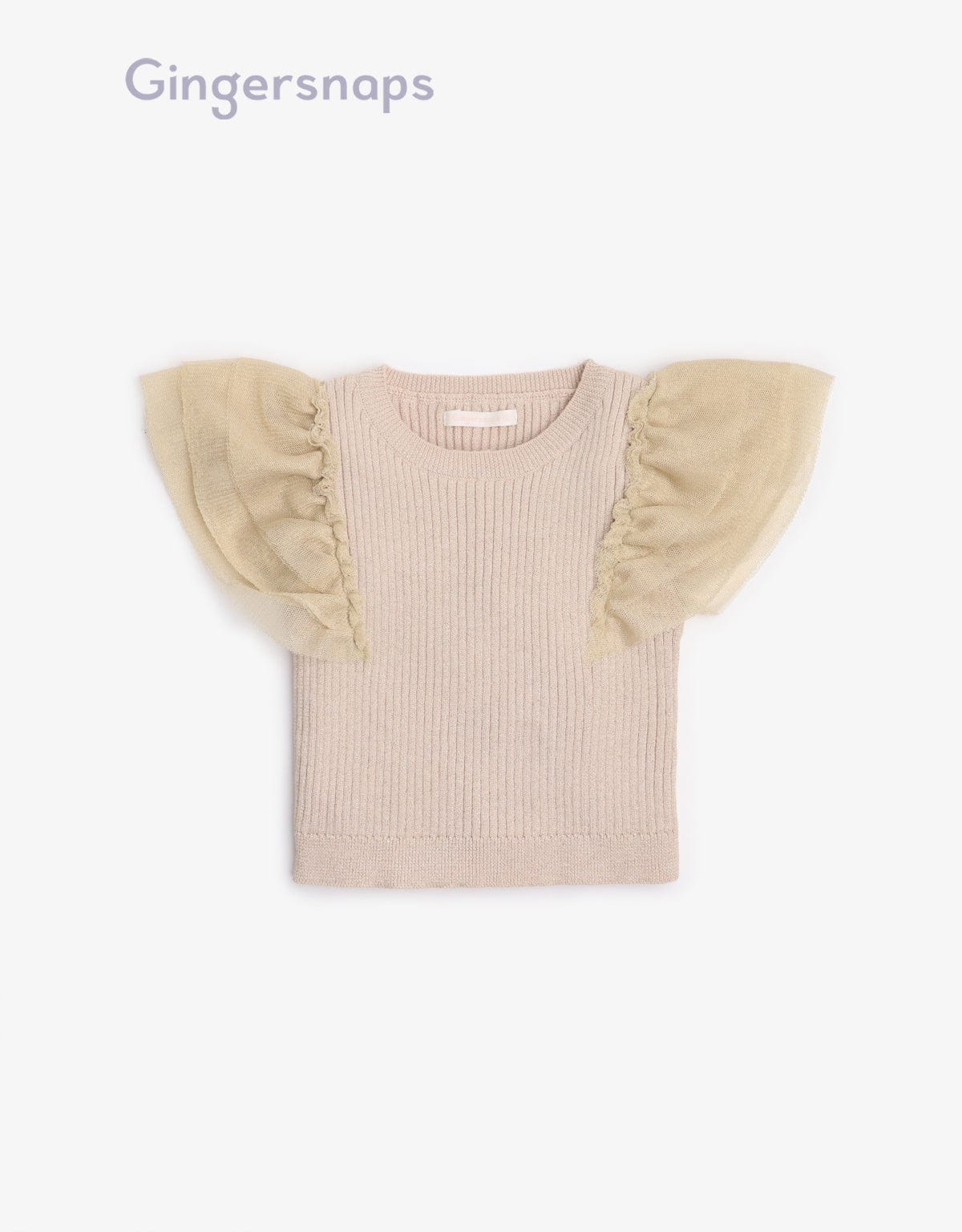 جينجرسنابس بلوزة بناتي مضلع بالطول نص كم تل سادة البيج