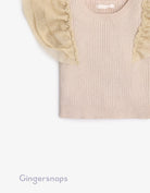 جينجرسنابس بلوزة بناتي مضلع بالطول نص كم تل سادة البيج