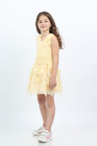 جينجرسنابس تنورة بناتي تل مزينة بالورد كريمي