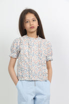 جينجرسنابس بلوزة بناتي مزهرة نص كم متعدد الألوان