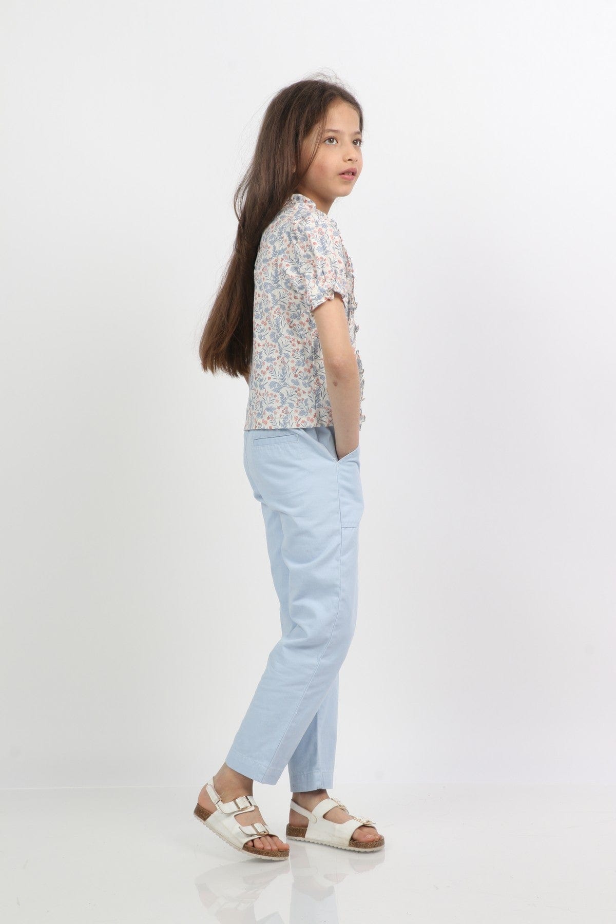 جينجرسنابس بلوزة بناتي مزهرة نص كم متعدد الألوان