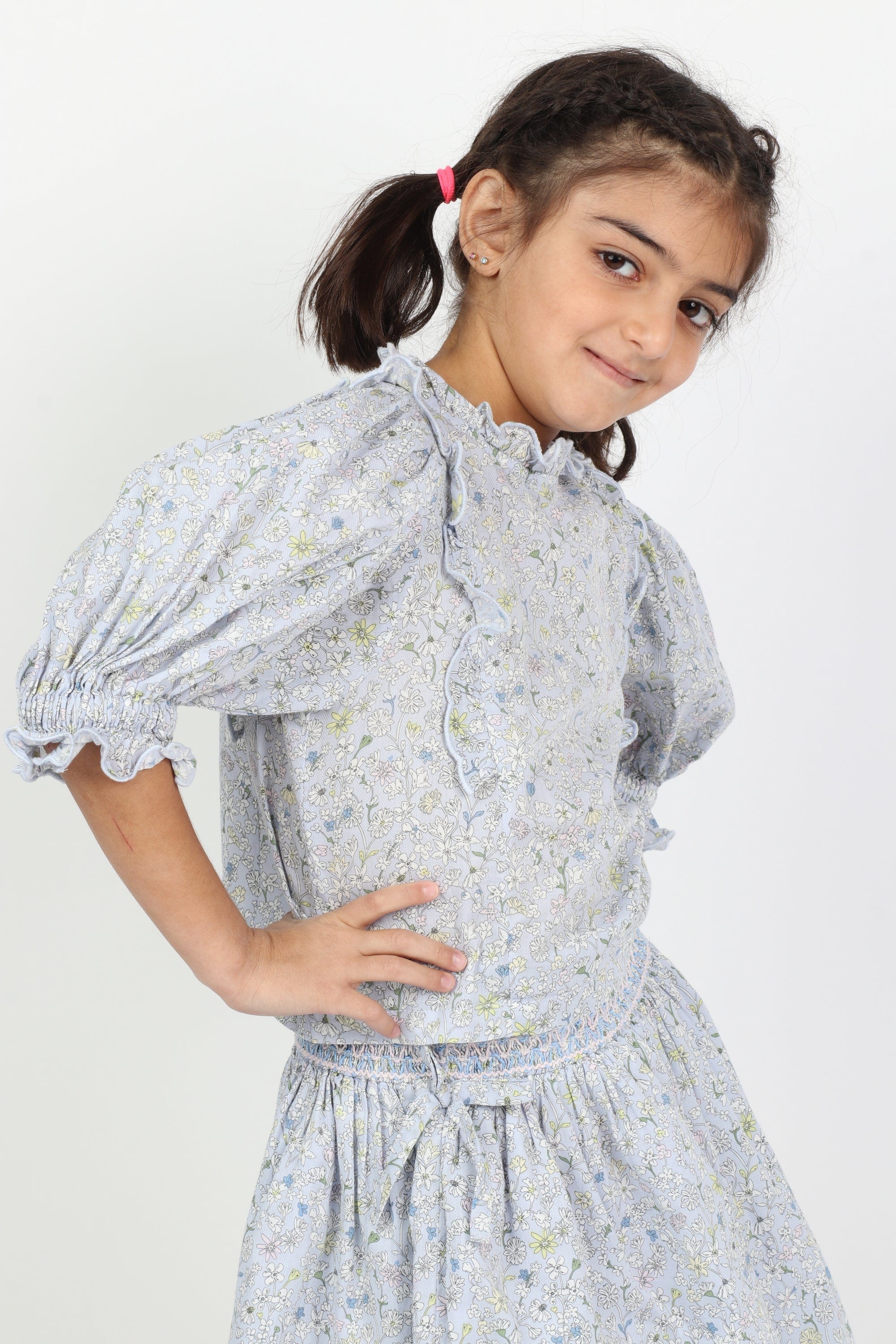 جينجرسنابس بلوزة بناتي منقوش نص كم بف متعدد الألوان