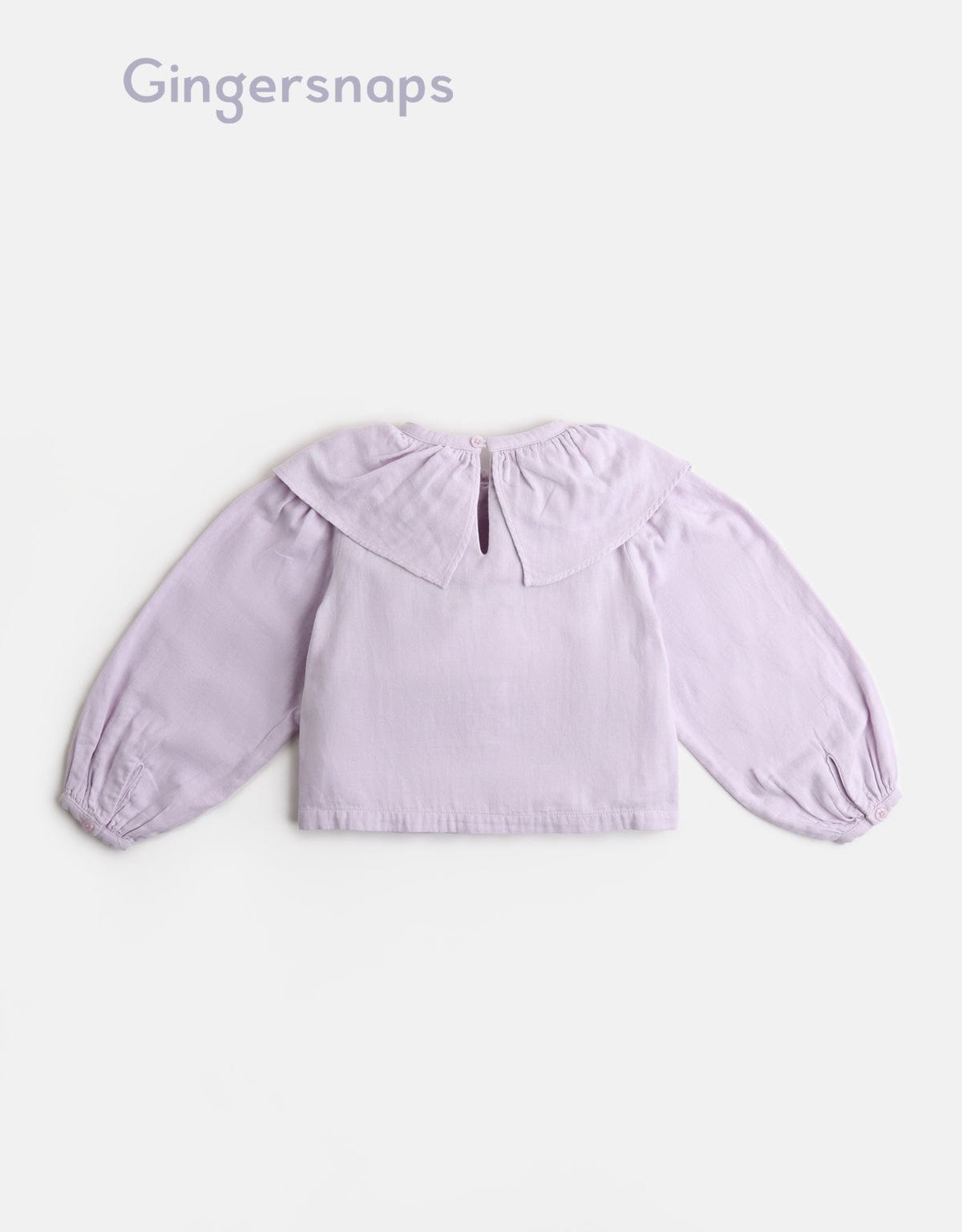 جينجرسنابس بلوزة سادة ياقة مكشكشة كم طويل بف بناتي بنفسجي