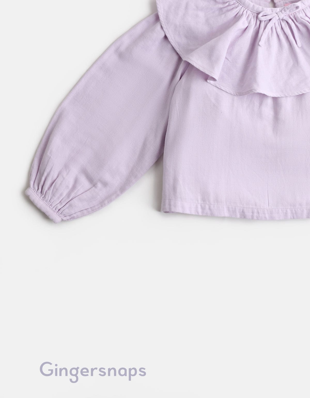 جينجرسنابس بلوزة سادة ياقة مكشكشة كم طويل بف بناتي بنفسجي