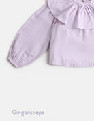 جينجرسنابس بلوزة سادة ياقة مكشكشة كم طويل بف بناتي بنفسجي