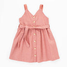 جينجرسنابس فستان بناتي مربعات بأزرار أمامية حمالات برباط وردي