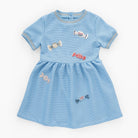 جينجرسنابس فستان بناتي مخرم ببادجات نص كم كلوش بلو بيل