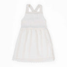 جينجرسنابس فستان بناتي مضلعة سادة حمالات دانتيل أوف وايت