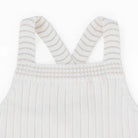 جينجرسنابس فستان بناتي مضلعة سادة حمالات دانتيل أوف وايت