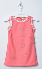 جينجرسنابس فستان كت بناتي بنقشة علي الصدر وردي صدفي