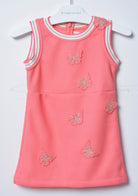 جينجرسنابس فستان كت بناتي بنقشة علي الصدر وردي صدفي