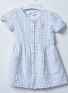 جينجرسنابس فستان بناتي بنقشة مربعات نص كم أزرق/سط