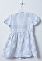 جينجرسنابس فستان بناتي بنقشة مربعات نص كم أزرق/سط