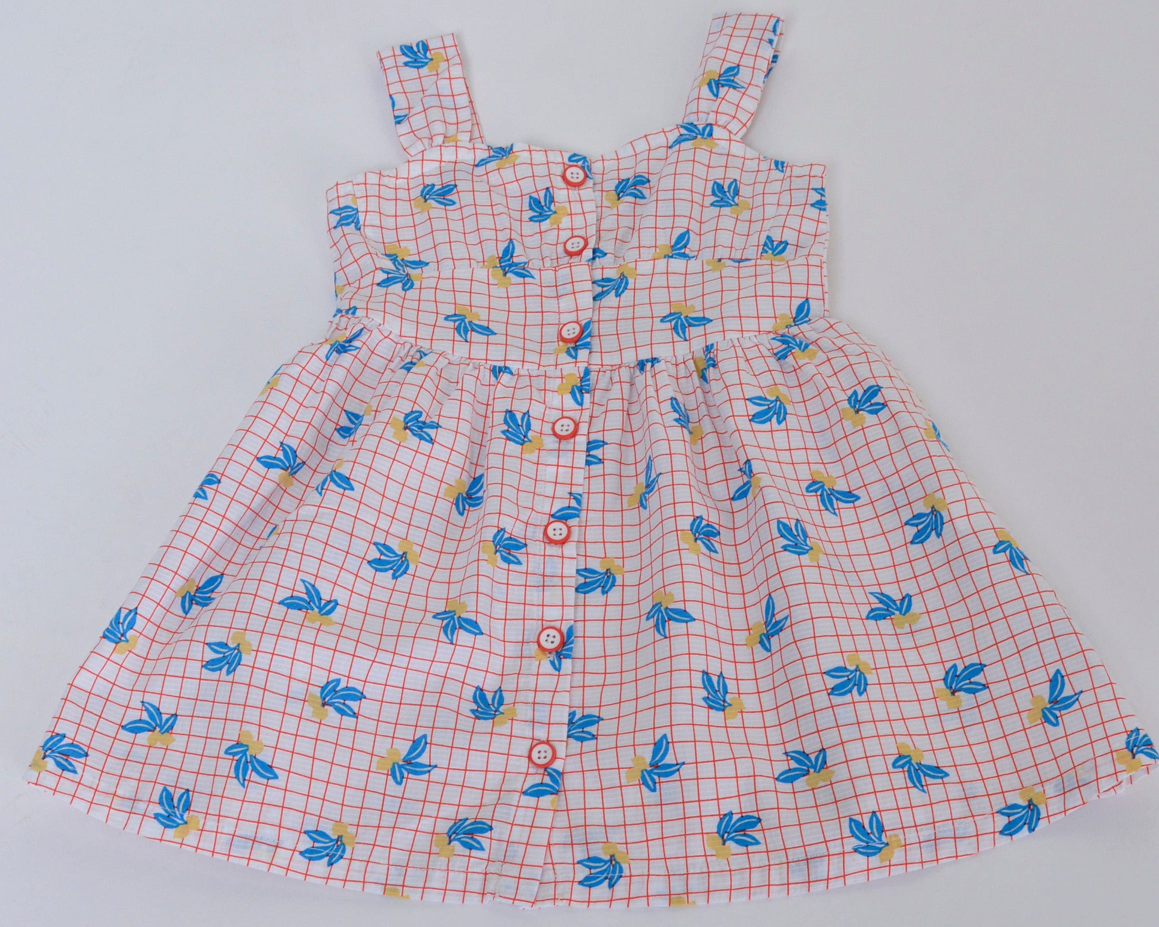 جينجرسنابس فستان مربعات مشجر حمالات أزرار أمامية بناتي متعدد الألوان